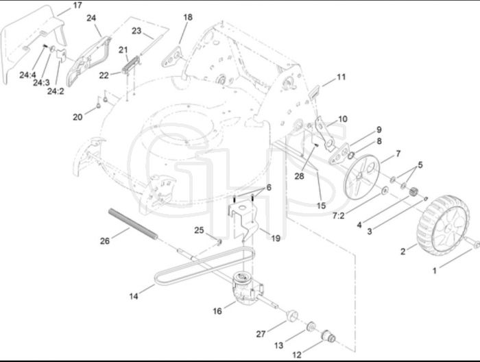 Hayter R53A - 449F (449F315000001 - 449F315999999) - Rear Wheel - Transmission Assy