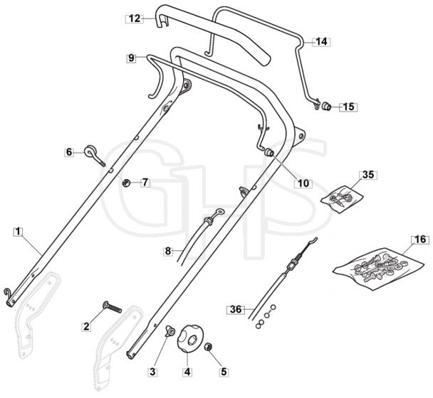 AL511 PD - 2013-2014 - 292155043/M13 - Mountfield Rotary Mower Upper Handle Diagram