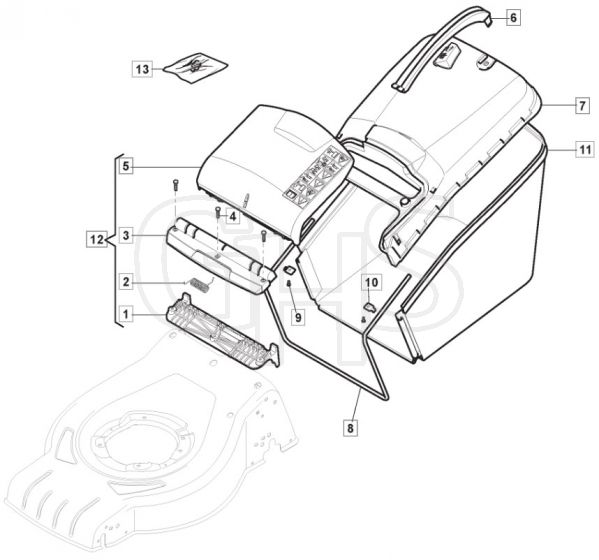 S46 PD Li - 2018-2019 - 295486003/MTF - Mountfield Rotary Mower Grass Bag Diagram