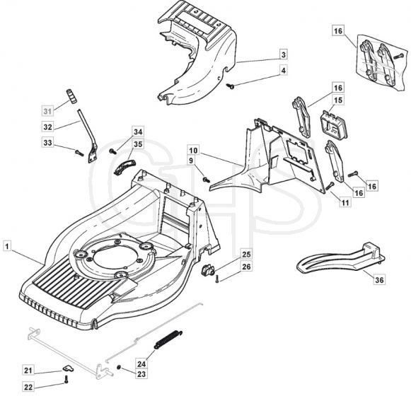 M5020 PD - 2008 - 292502023/M08 - Mountfield Rotary Mower Deck Diagram