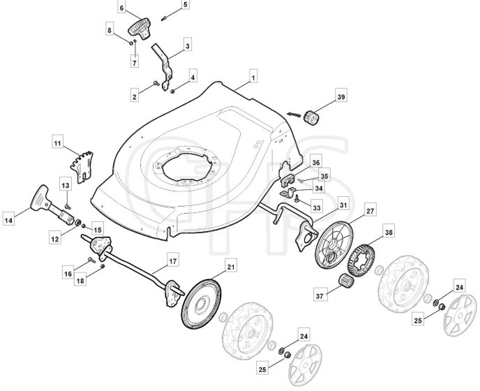S461 PD - 2010 - 299482043/MFR - Mountfield Rotary Mower Deck Diagram