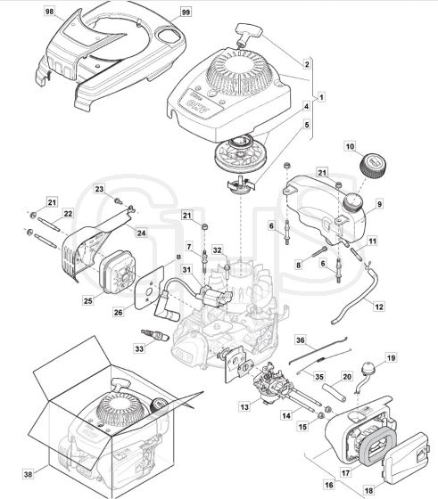 S421R PD - 2014-2018 - 299439043/M14 - Mountfield Rotary Mower RV100 Engine Diagram