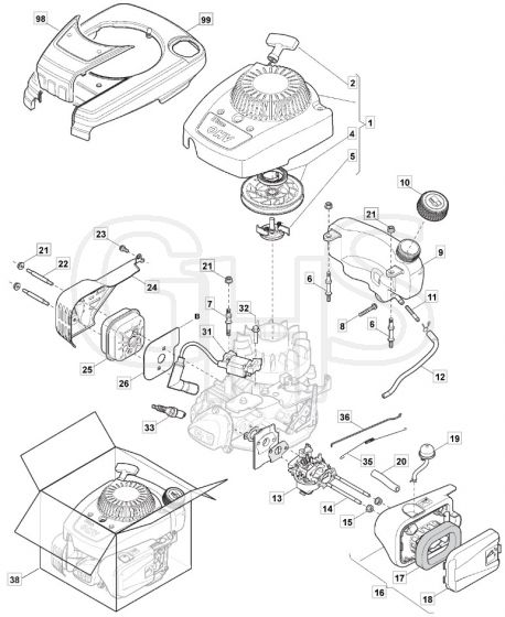 HP180 R - 2016-2018 - 299484043/M16 - Mountfield Rotary Mower Engine Diagram