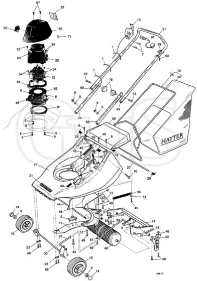 Hayter Harrier 41 Electric - 311T (311T001203 - 311T099999) Mainframe Assembly