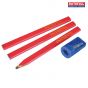Carpenters Pencils Red (Pack of 3 +Sharp Card)