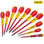 Stanley FatMax VDE Insulated Pozi/Parallel/Flared Screwdriver Set of 10 - 5-62-573