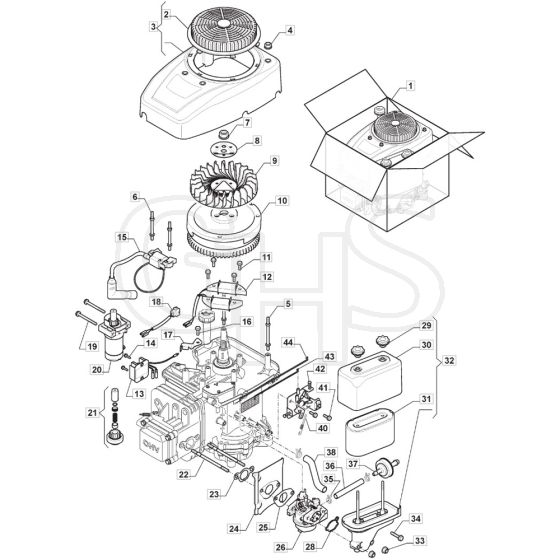 1330M  - 2020-2021 - 2T2000483/M20 - Mountfield Ride On Mower Engine Assy Diagram