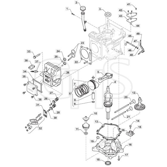 1330M  - 2020-2021 - 2T2000483/M20 - Mountfield Ride On Mower Engine Cylinder Diagram