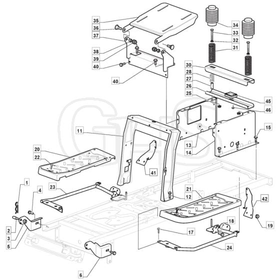1330M  - 2020-2021 - 2T2000483/M20 - Mountfield Ride On Mower Frame Diagram