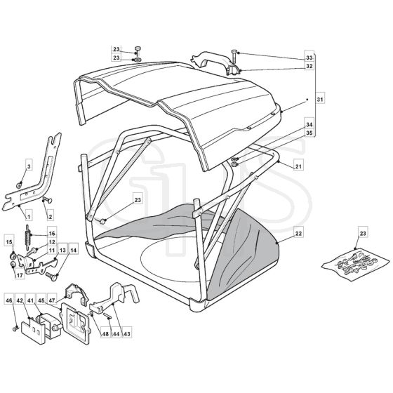 1435E - 2007 - 299954323/MO7 - Mountfield Ride On Mower Grasscatcher Diagram
