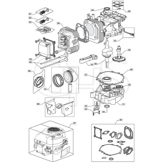 1435H - 2008 - 299964333/M08 - Mountfield Ride On Mower Engine Cylinder Diagram