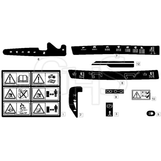 1436H - 2004 - 13-2652-14 - Mountfield Ride On Mower Labels Diagram