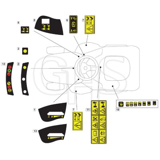 1436H - 2009 - 2T2644483/UM9 - Mountfield Ride On Mower Labels Diagram