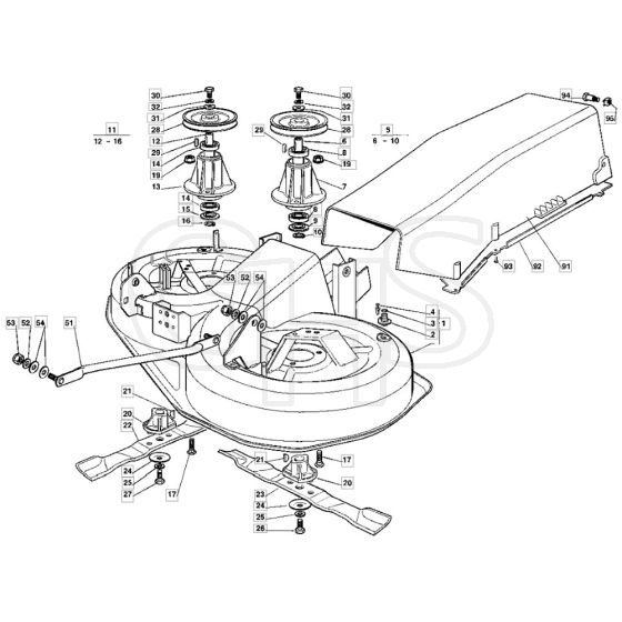 1436M - 2004 - 13-2651-14 - Mountfield Ride On Mower 92cm Deck Diagram