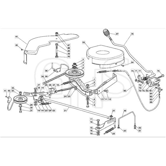 1436M - 2004 - 13-2651-14 - Mountfield Ride On Mower Deck Engagement Diagram