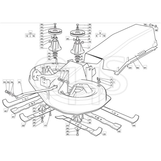 1436M - 2005 - 13-2651-15 - Mountfield Ride On Mower 92cm Deck Diagram
