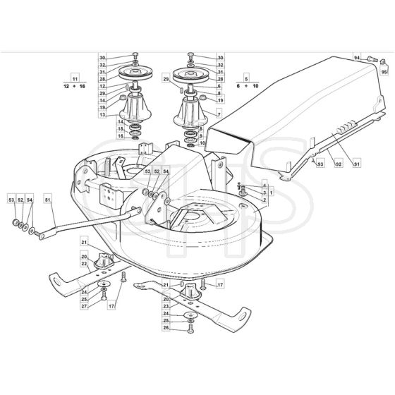 1436M - 2002-2005 - 299951333/MOU - Mountfield Ride On Mower 92cm Deck Diagram