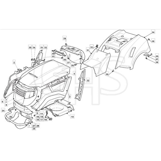 1436M - 2008 - 299954383/UM8 - Mountfield Ride On Mower Body Diagram