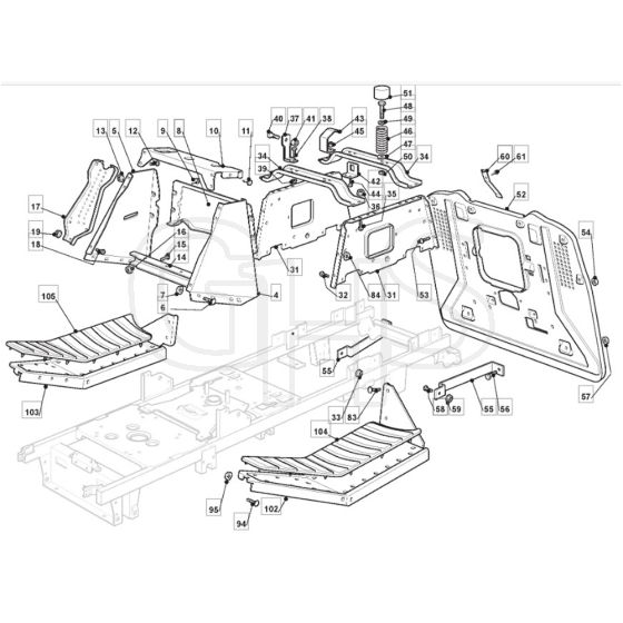 1436M - 2011-2013 - 2T0320483/M10 - Mountfield Ride On Mower Chassis Diagram