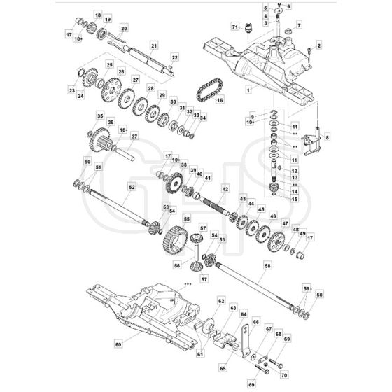 1436M - 2011-2013 - 2T0320483/M10 - Mountfield Ride On Mower Transmission Diagram