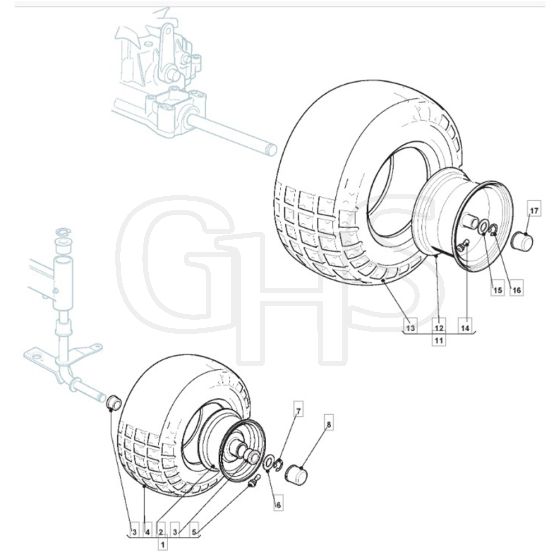 1436M - 2011-2013 - 2T0320483/M10 - Mountfield Ride On Mower Wheels Diagram