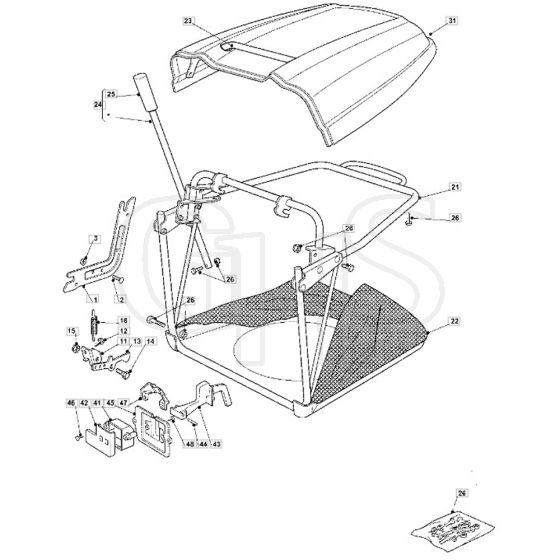 14H36H - 2007 - 13-2685-12 - Mountfield Ride On Mower Grasscatcher Diagram