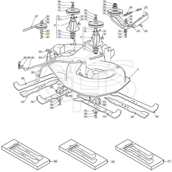 1636H - 2007 - 299964683/MO7 - Mountfield Ride On Mower 92cm Deck Diagram