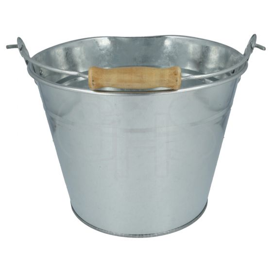 Galvanised Metal Bucket With Wood Handle, 5 Litres