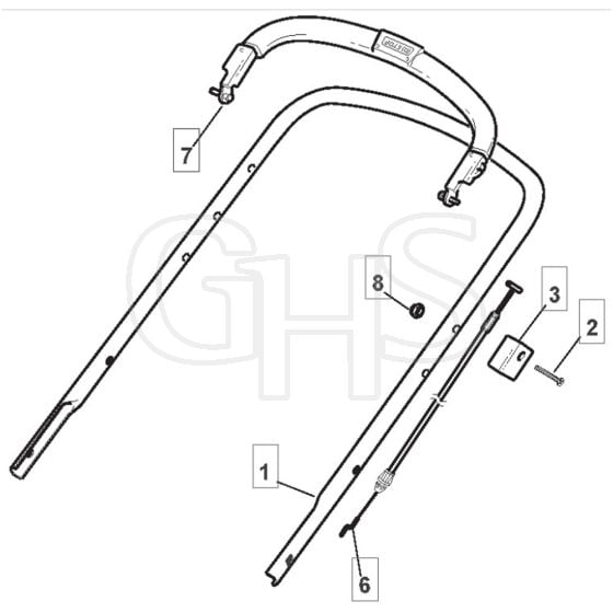 4320 HP - 2008 - 294434023/M08 - Mountfield Rotary Mower Upper Handle Diagram