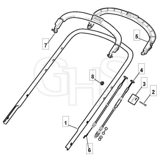 4320 HP - 2009 - 294434023/M09 - Mountfield Rotary Mower Upper Handle Diagram