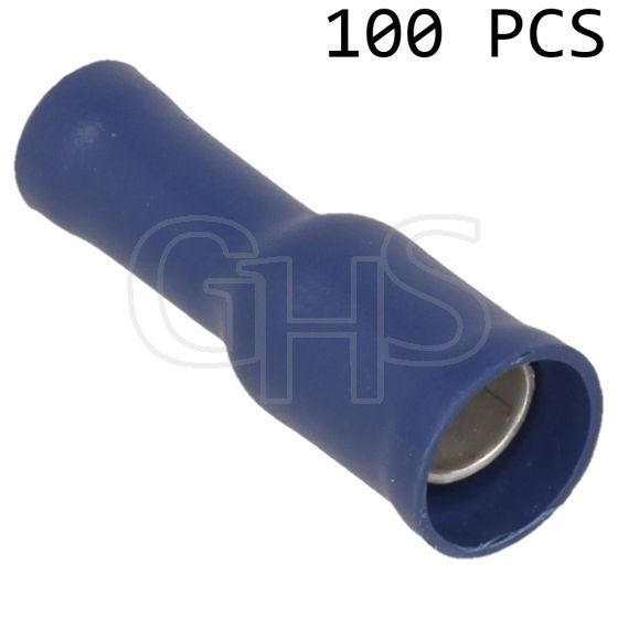 Bullet Connectors (5mm Blue Insulated Female Sockets) - Pack of 100