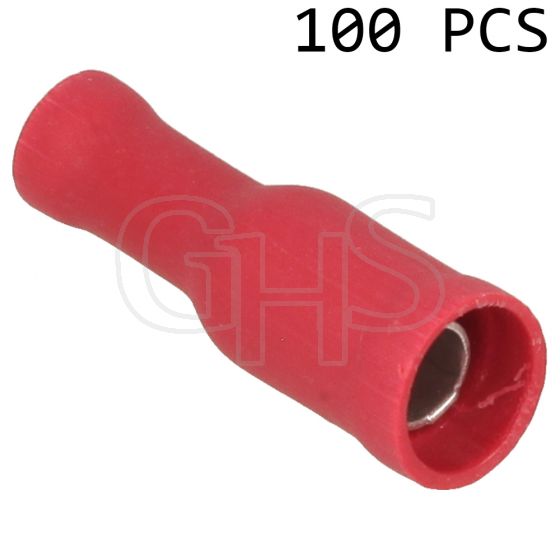 Bullet Connectors (4mm Red Insulated Female Sockets) - Pack of 100