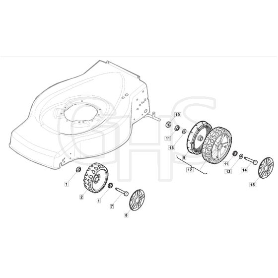 464 TR-B - 2017-2019 - 299274628/AMZ - Mountfield Rotary Mower Wheels Diagram