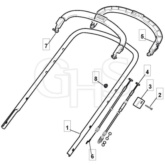 46 PD ES - 2005 - 294485923/MOU - Mountfield Rotary Mower Upper Handle Diagram