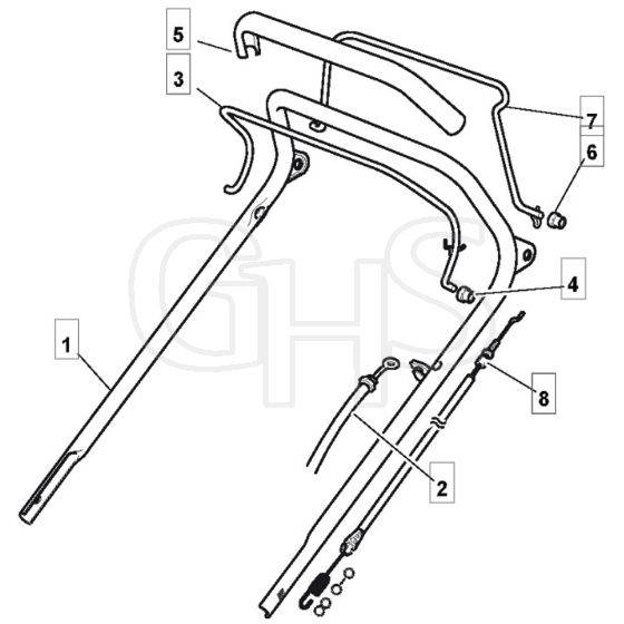 46 PD ES - 2005 - 294885823/MOU - Mountfield Rotary Mower Upper Handle Diagram