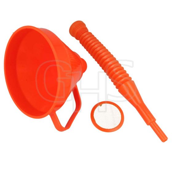 Premium Quality 165mm Plastic Funnel with Flexible Spout & Filter