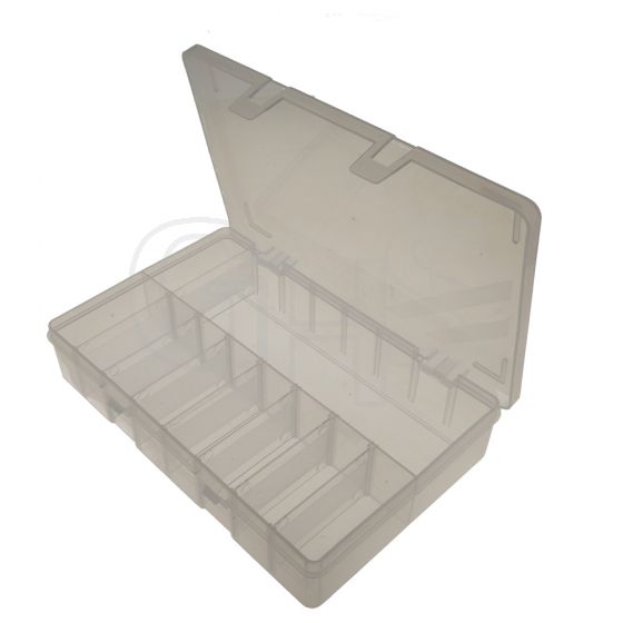 Clear Assortment Box, cw 8 Dividers (Removable Flip-Top Lid)