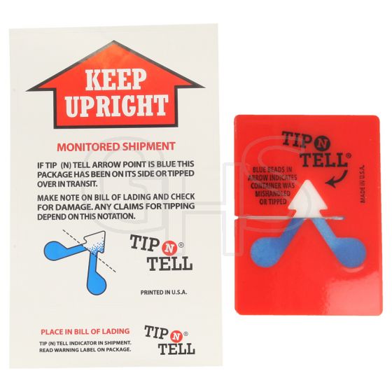 Tip Over Indicating "Tip-N-Tell" Label - PDI & Hire