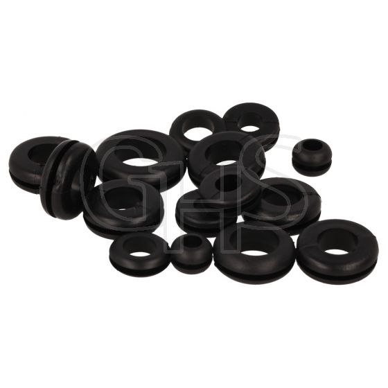 Rubber Wiring Grommets, Assorted Pack Of 120 (Hole Sizes 6.4, 9.5, 12.5 & 16mm)