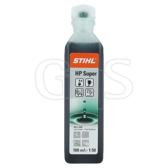 Genuine Stihl Two Stroke HP Super Oil, 100ml (Green) One Shot 50:1, Single