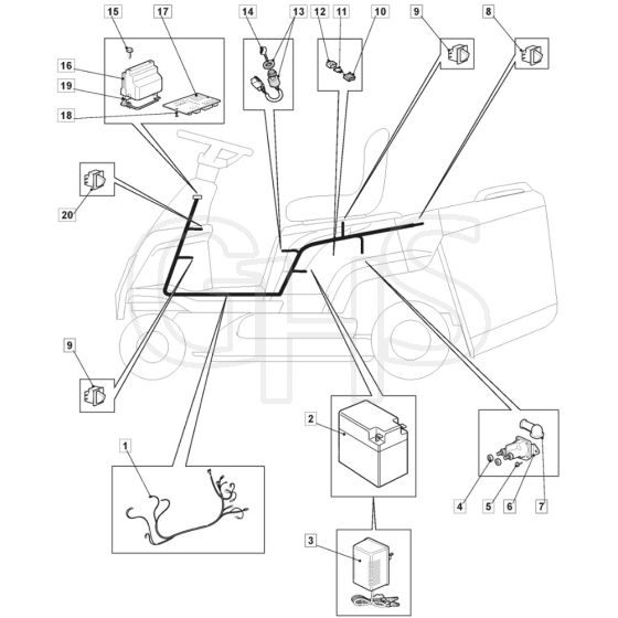 827M 20132015 2T0045483/M13 Mountfield Ride On Mower Electrics