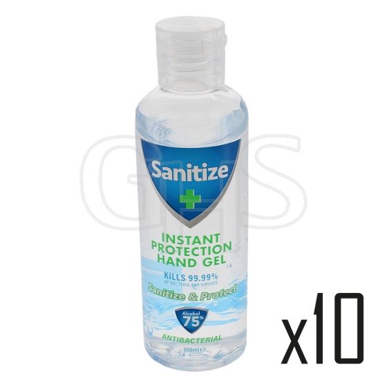 Anti-Bacterial Hand Sanitiser Gel 100ml with Aloe Vera Extract, Pack of 10