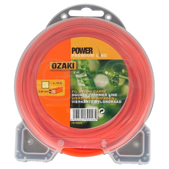 Genuine Ozaki Power Premium 2.4mm x 15m Strimmer Line (Square)