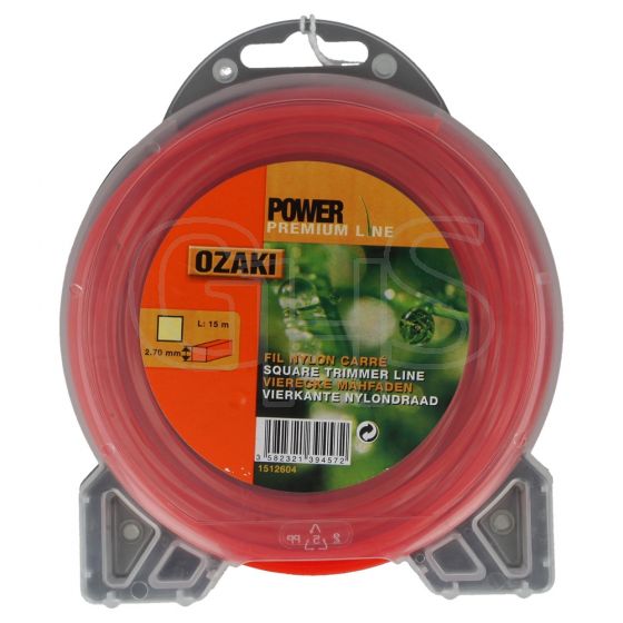 Genuine Ozaki Power Premium 2.7mm x 15m Strimmer Line (Square)