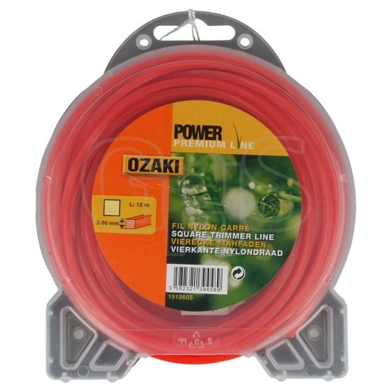 Genuine Ozaki Power Premium 3.0mm x 12m Strimmer Line (Square)