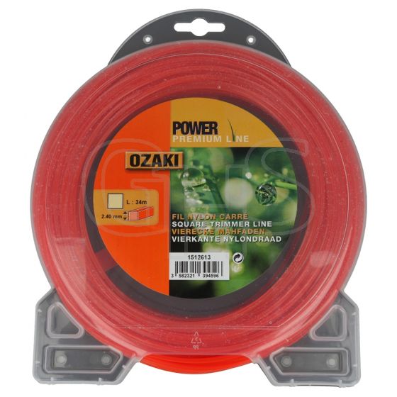 Genuine Ozaki Power Premium 2.4mm x 34m Strimmer Line (Square)