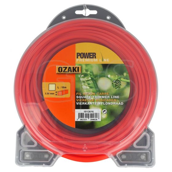 Genuine Ozaki Power Premium 3.3mm x 18m Strimmer Line (Square)