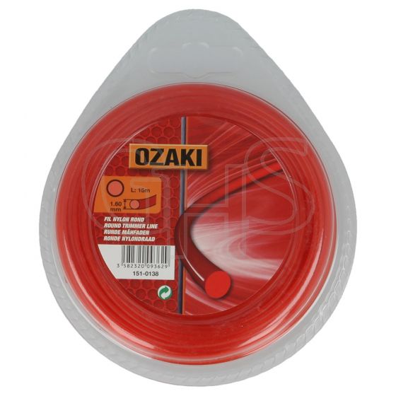 Genuine Ozaki 1.6mm x 15m Strimmer Line (Round)