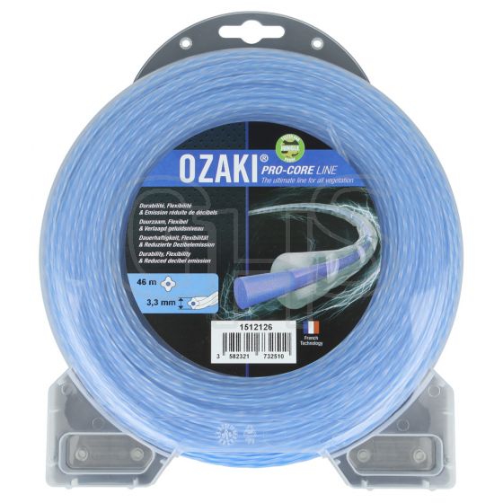 Genuine Ozaki Pro Core 3.3mm x 46m Strimmer Line (Twisted)