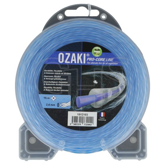 Genuine Ozaki Pro Core 2.4mm x 15m Strimmer Line (Twisted)
